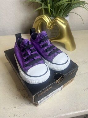 CONVERSE CT AS S LACE AMARANTH PUR Infants Size 4 Glitter Sparkle Tennis Shoes